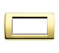 VIMAR 16754.32 IDEA Placca Rondò 4 moduli, in metallo pressofuso, dimensioni 14.80 x 8.2 x 0.9 cm, colore oro lucido