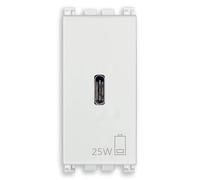 Vimar 19292.C.25.B Arké presa USB C 25W per ricarica da incasso, 1M, bianco | Vimar 19292.C.25.B Arké Alimentatore USB da 25 W per dispositivi elettronici, uscita USB C, tecnologia Power Delivery