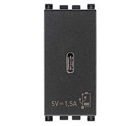 Vimar 19292.C Arké Presa USB 5 V 1,5 A - alimentatore per dispositivi elettronici, 1 uscita USB tipo C, alimentazione 120-240 V~ 50/60 Hz, grigio