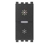 VIMAR 19595 Arké dimmer WiFi per lampade ad incandescenza e LED, trasformatori elettronici, compatibile con assistenti vocali, standard Bluetooth e Zigbee, funzionamento dimmer off, LED RGB, grigio