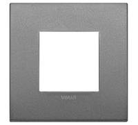VIMAR 19642.02 ARKÉ Placca Classic 2 moduli in metallo, dimensioni 9 x 9 x 0.86 cm, colore ardesia matt