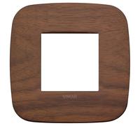 VIMAR 19672.51 ARKÉ Placca Round 2 moduli, in legno naturale, dimensioni 9.45 x 9.45 x 0.85 cm, noce