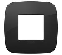 Vimar 19672.81 ARKÉ Placca Round 2 moduli, in tecnopolimero, dimensioni 9.45 x 9.45 x 0.85 cm, colore nero
