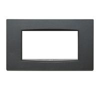 Vimar 20654.15 Placca Classic 4 Moduli, Metallo Verniciato Bright e Cornice Grigia, Antracite Matt