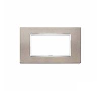 VIMAR 20654.C14 EIKON Placca Classic 4 moduli, metallo verniciato Bright e cornice cromata, titanio matt