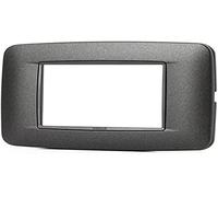 VIMAR 20683.15 EIKON Placca Round 3 moduli, in metallo verniciato Bright e cornice grigia, colore antracite matt