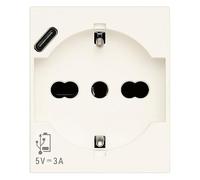 Vimar 30210.USBB Linea Presa SICURY universale standard italiano P40 e presa per alimentazione USB tipo C, bianco, 2 moduli