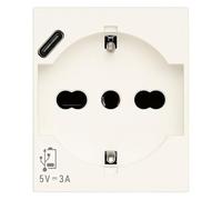 Vimar 30210.USBB Linea Presa SICURY universale standard italiano P40 e presa per alimentazione USB tipo C, bianco, 2 moduli
