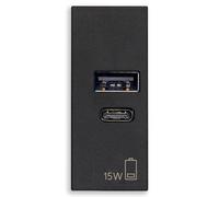Alimentatore USB Vimar Linea A+C 5V 15W 3A Nero 30292.AC15G