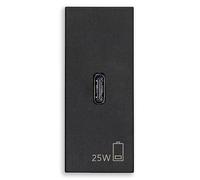 Vimar 30292.C25G Linea presa USB C per ricarica 25W da incasso 1m nero | Vimar 30292.C25G Linea Alimentatore USB da 25 W per dispositivi elettronici, uscita USB C, tecnologia Power Delivery