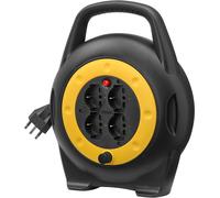 Vimar Avvolgicavo 0P32714 - 16A 4 uscite universali, cavo H05VV-F 3G1,5 10 m - Nero/Giallo