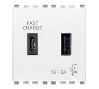 Vimar Eikon 20295.AC.B - Presa USB per dispositivi elettronici A+C 5 V, 3 A, 2 m