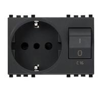 VIMAR EIKON - PRESA 2P+T 16A P30 INTERBLOCCATA CON INTERRUTTORE AUTOMATICO MAGNE