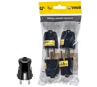 Vimar FP00230 Spina SCHUKO 2P+T 16 A 250 V~ 4 pezzi, standard tedesco, uscita cavo assiale, nero