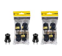 Vimar FP00230 Spina SCHUKO 2P+T 16 A 250 V~ 4 pezzi, standard tedesco, uscita cavo assiale, nero (Confezione da 2)