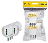 Vimar FP00315.B Adattatore multiplo SICURY 250 V sfalsato verticale 2 pezzi, spina 2P+T 16 A standard IT tipo S17, 3 prese 2P+T 16 A universali