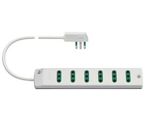 Vimar FP00402.C.B multipresa 6 prese 10A spina piatta 10A cavo 1.5m, bianco