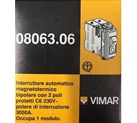Vimar Interruttore automatico magnetotermico bipolare C6, Relay, Pulsante, Automatico, 2 vie, Superficiale