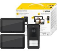 Vimar K42976 Kit Videocitofono Wi-Fi touch bifamiliare alim. DIN, nero | Kit videocitofonico Wi-Fi bifamiliare con 2 monitor touch 7", posto esterno a 2 pulsanti e alimentatori DIN