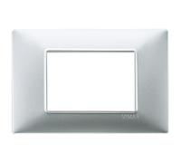 Vimar 14653.20 Plana placca 3 moduli, 12x8x0.9cm, argento opaco