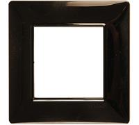 Vimar Placca 2 moduli Plana 14642.05 per scatola rotonda, tecnopolimero nero lucido 8 x 8 x 0.9 cm