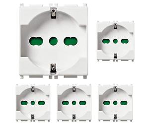 Vimar Presa 2Pcon T 16A Universale, Bianco, Pacco da 5