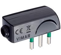Vimar RI.00206N Spina piatta a squadra SICURY 2P+T 10 A 250 V~, standard italiano tipo SPA11, uscita cavo 90°, nero.
