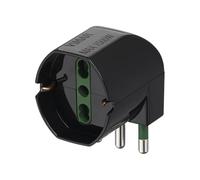 Vimar RI.00305 Adattatore semplice SICURY 250 V~ sfalsato - max 1500 W, spina 2P+T 16 Astandard italiano tipo S17, una presa 2P+T 16 A universale standarditaliano tipo P40 a 90°, nero, NERO