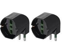 Vimar RI.00305 Adattatore Semplice SICURY 250 V~ sfalsato-Max 1500 W, Spina Astandard Italiano S17, Una Presa 2P+T 16 A Universale standarditaliano Tipo P40 a 90°, Nero (Confezione da 2)