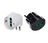 Vimar RI.00305.B Adattatore semplice SICURY 250 V~ sfalsato, max 1500 W, spina 2P+T 16 A standard italiano tipo S17 & RI.00301N Adattatore elettrico tedesco/francese