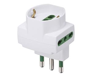 Vimar RI.00314.B Adattatore Multiplo con sistema SICURY, sfalsato verticale, 2 Bpresa P17/11, 1 presa P40, Bianco