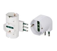 VIMAR RI.00315.B Adattatore elettrico multiplo sfalsato verticale, 3 prese universali con protezione bambini SICURY & RI.00305.B Adattatore semplice SICURY 250 V~ sfalsato