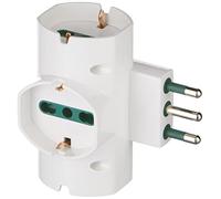 VIMAR RI.00315.B Adattatore elettrico multiplo sfalsato verticale, 3 prese universali con protezione bambini SICURY, spina (grande) standard italiano tipo S17 2P+T 16 A