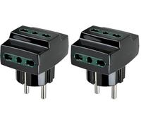 Vimar RI.00324N Adattatore multispina, 1 presa Schuko S31, 3 prese P17/11, nero (Confezione da 2)