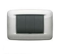 Vimar Serie Eikon - Placca Round 3 Modulo opaco verniciato argento metallico/A