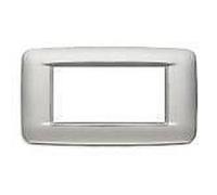 Vimar Serie Eikon - Placca Round 4 Moduli Metallo Verniciato Argento Opaco