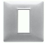 Placca 2M argento metallizzato per scatola rotonda Vimar Plana 14642.71