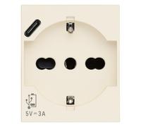 Vimar 30210.USBC Linea Presa universale standard IT e presa di alimentazione USB tipo C, canapa, 2 moduli