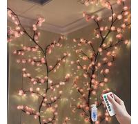 VIMAZ - Guirlande lumineuse murale a LED in forma di ramo di ciliegio - 8 modalità - 96 LED - Telecomando - Timer - Fiori di ciliegio - Decorazione per camera da letto, arte murale, Natale