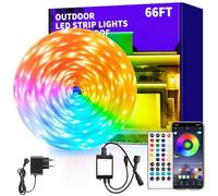 vimeepro Striscia di luci a LED per esterni, impermeabile, 20 m, con telecomando/app musicale, sincronizzazione musicale RGB, per esterni, cambio colore, striscia LED per camera da letto