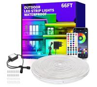 vimeepro Striscia LED per esterni, impermeabile, 20 m, con controllo remoto/app, sincronizzazione musicale RGB, per esterni, cambia colore, per camera da letto, balcone, tetto, giardino, scale, feste