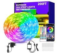 vimeepro Striscia LED per esterni, Ip68, 60 m, per esterni, con telecomando, controllo app, per esterni, corda LED, sincronizzazione della musica, strisce RGB per balcone, tetto, feste, giardino