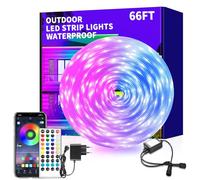 vimepro, striscia LED IP68, 20 m, impermeabile, con controllo remoto/app, strisce LED RGB sincronizzate con musica, per esterni, per camera da letto, tetto, giardino, scale, feste