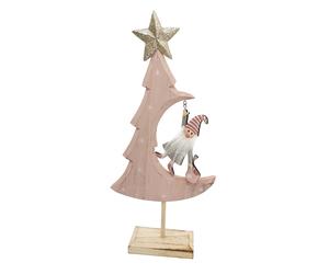 Vimin Box Babbo Appeso Albero di Natale 18 x 6 Cm H 40 Cm Legno Rosa Grigio