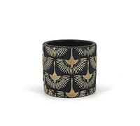 Vimin Box Elegante Vasetto in Terracotta con Fenici Dorate | NERO e ORO | Diametro 11 cm, Altezza 10 cm | Vaso Decorativo per Piante Grasse, Fiori e Bonsai Miniature | Vaso da Interno Moderno