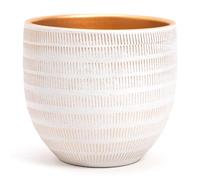 Vimin Box Grande e Elegante VASO in Terracotta, | Decorato con Interni Dorati | D. 18 cm - H.16 cm | Vaso Decorativo Moderno per Piante, Fiori, Piante grasse, Sansevieria | da Interno o Esterno.