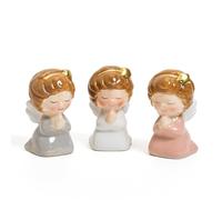 Vimin Box Set 3 Angioletti in Ceramica Colorati | Decorazioni Casa Natalizie | Soprammobili da Collezione ! Statuine Angeli 6 x 4,5 x h 8,5 cm - Idee Regalo