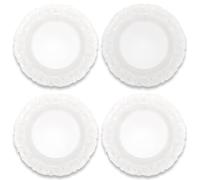 Vimin Box Set 4 Sottopiatti Rotondi Trasparenti | in Plastica Rigida Ø 33 cm | Design Ornato Barocco, Sottopiatto Elegante per Matrimonio, Natale ed Eventi Speciali | Decorazione Tavola (Ø 33 cm, 4)