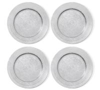 Vimin Box Set Sottopiatti Rotondi | in Plastica Rigida Ø 33 cm | Bordo Perlinato, Sottopiatto Elegante per Natale, Matrimoni ed Eventi | Decorazione Tavola Raffinata (4, Argento)