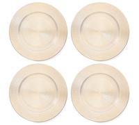 Vimin Box Set Sottopiatti Rotondi | in Plastica Rigida Ø 33 cm | Bordo Perlinato, Sottopiatto Elegante per Natale, Matrimoni ed Eventi | Decorazione Tavola Raffinata (4, Oro)